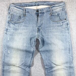 G Star Raw Jeans Mens 40x35 New Radar Low Loose Straight Light Wash Distressed